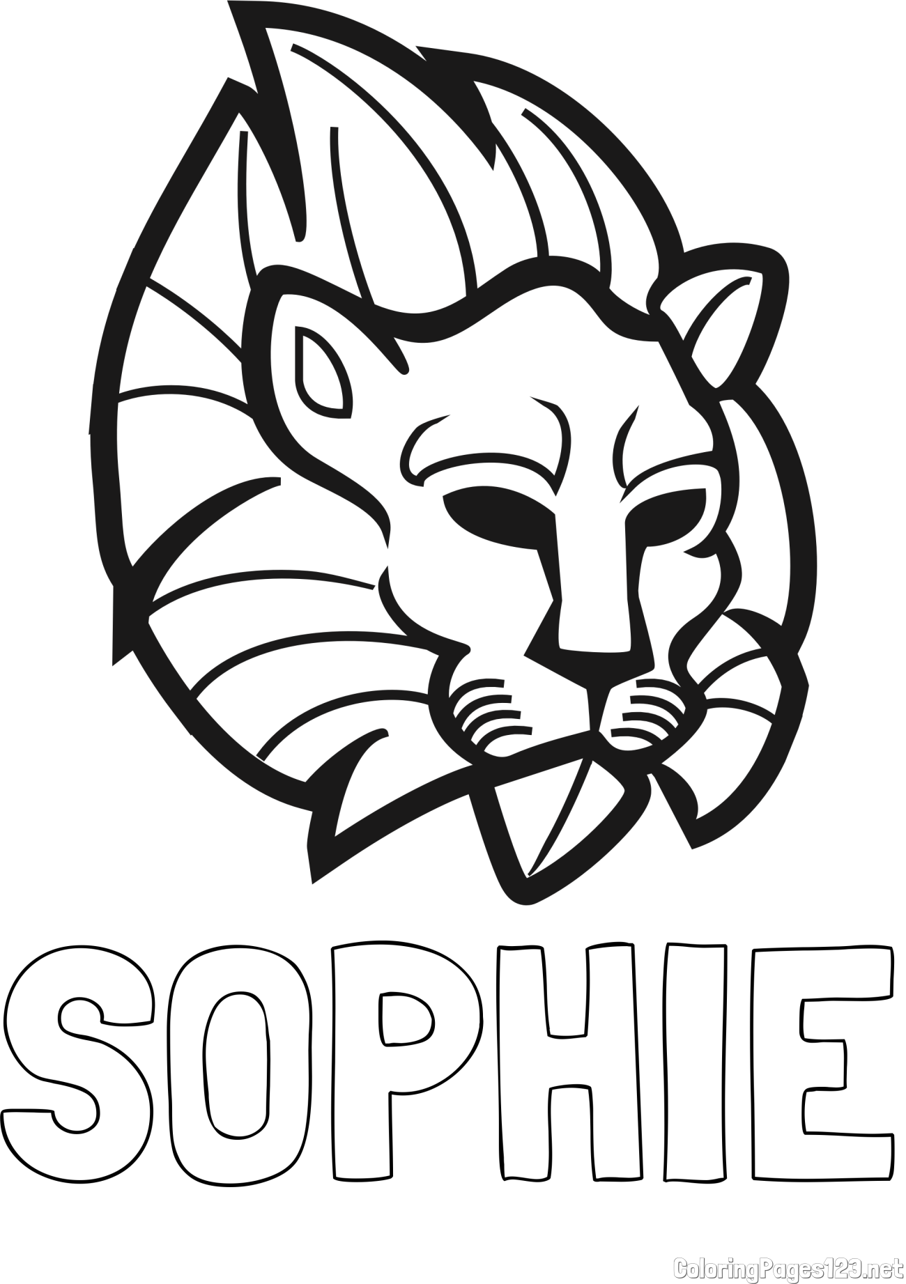 SOPHIE Coloring Page and Abstract Lion Face Coloring Page