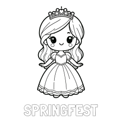 Online Created Coloring Page - SPRINGFEST Coloring Page and Coloring Page of a Cute Princess