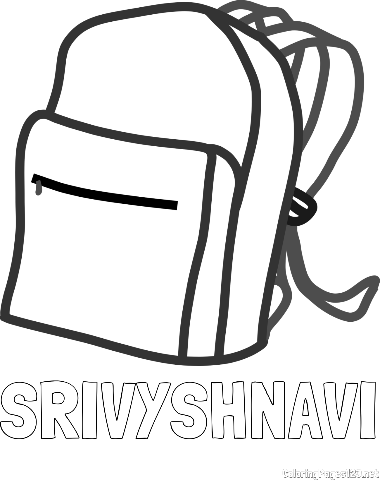SRIVYSHNAVI Coloring Page and School Backpack Coloring Page
