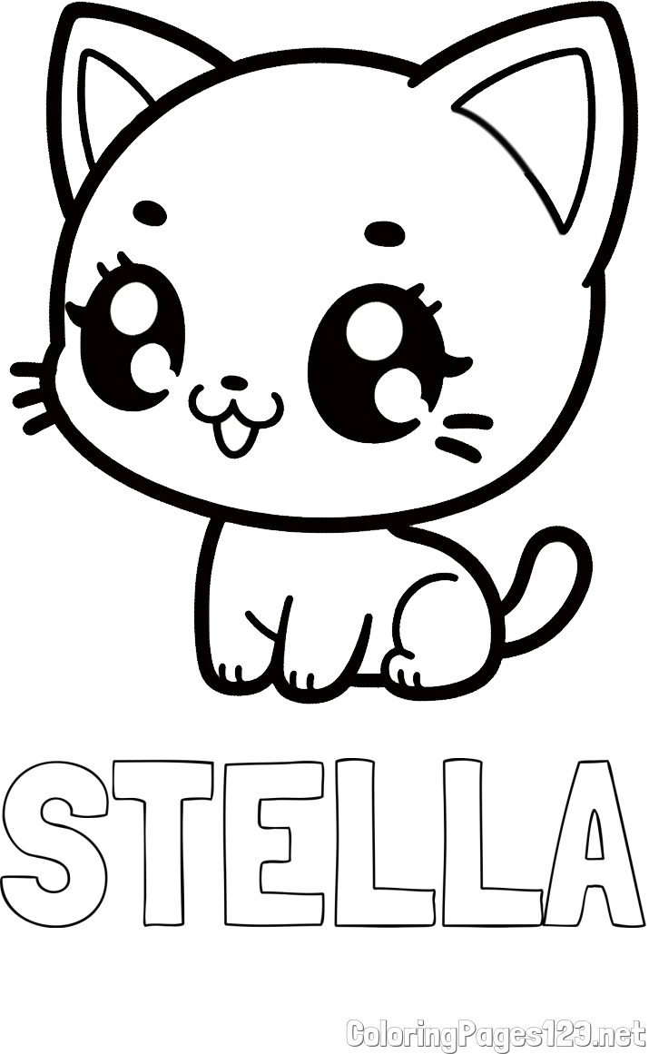 STELLA Coloring Page and Coloring Page of an Anime Cat