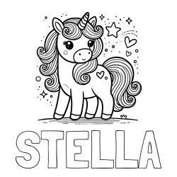 Online Created Coloring Page - STELLA Coloring Page and Cute Unicorn Coloring Page