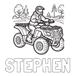 Online Created Coloring Page - STEPHEN Coloring Page and Motorist on ATV Coloring Page
