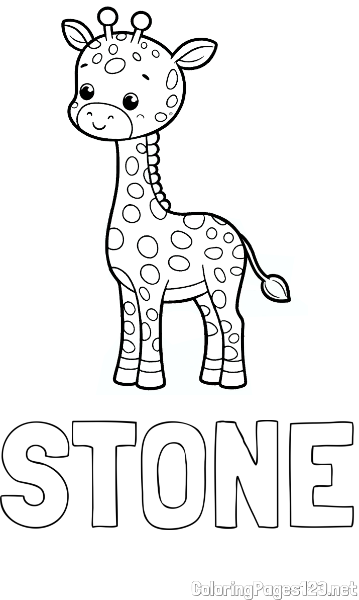 STONE Coloring Page alongside Cute Giraffe Coloring Page for Kids
