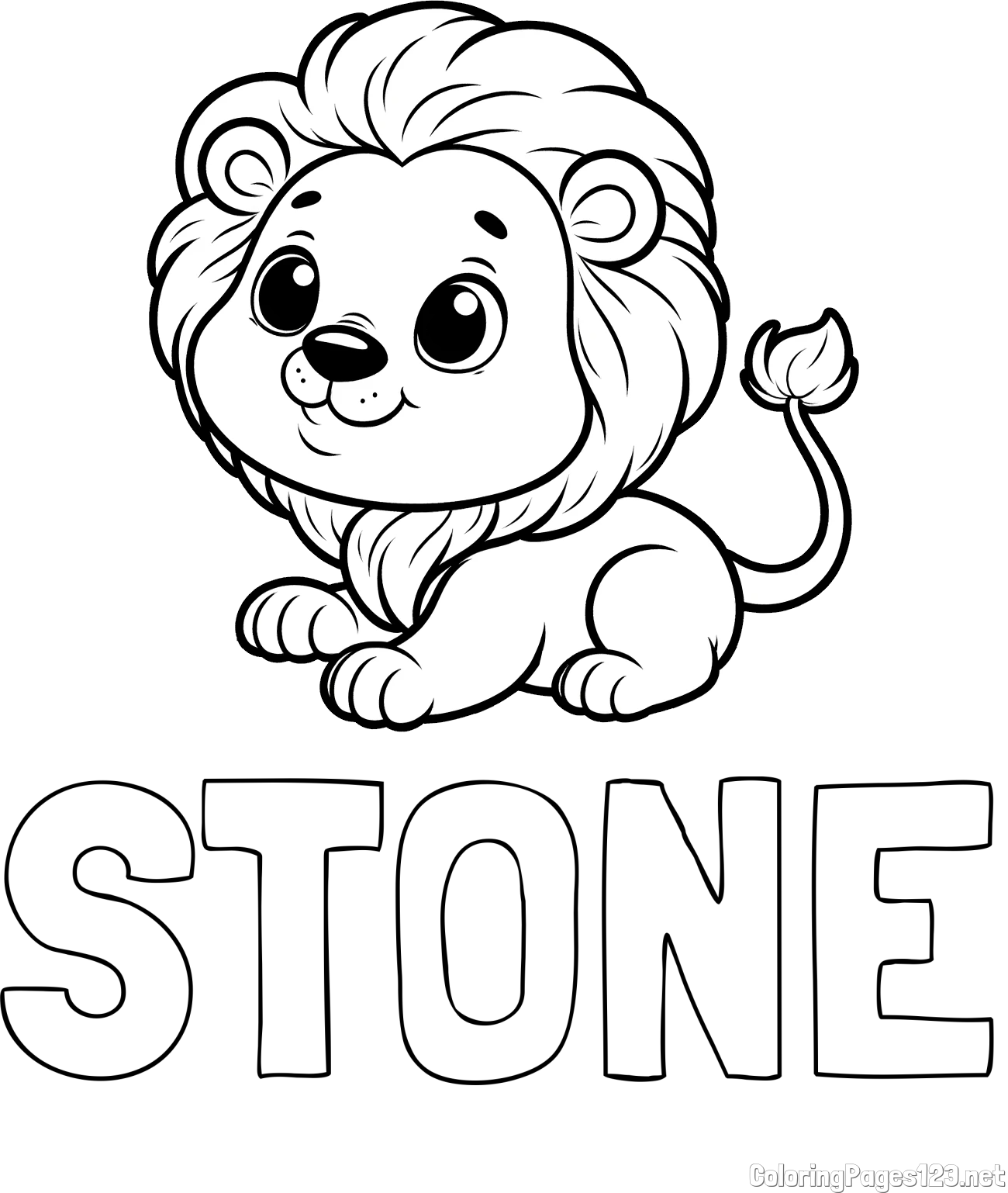 STONE Coloring Page alongside Playful Baby Lion Coloring Page