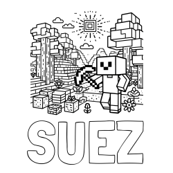 SUEZ Coloring Page alongside Minecraft World Coloring Page