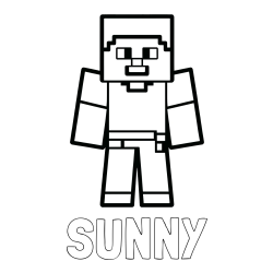 Online Created Coloring Page - SUNNY Coloring Page and Minecraft Steve Coloring Page