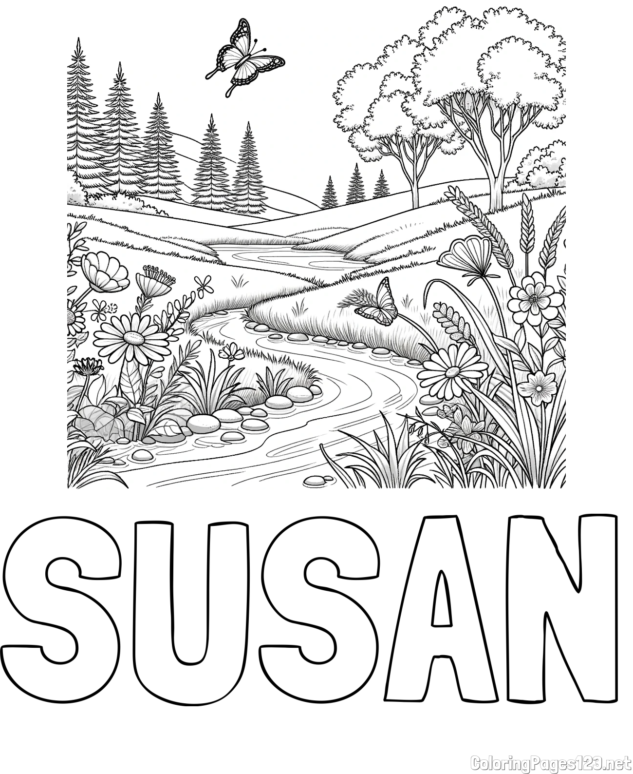 SUSAN Coloring Page and Summer Nature Coloring Page