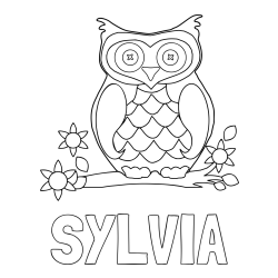 SYLVIA Coloring Page and Owl on a Branch Coloring Page