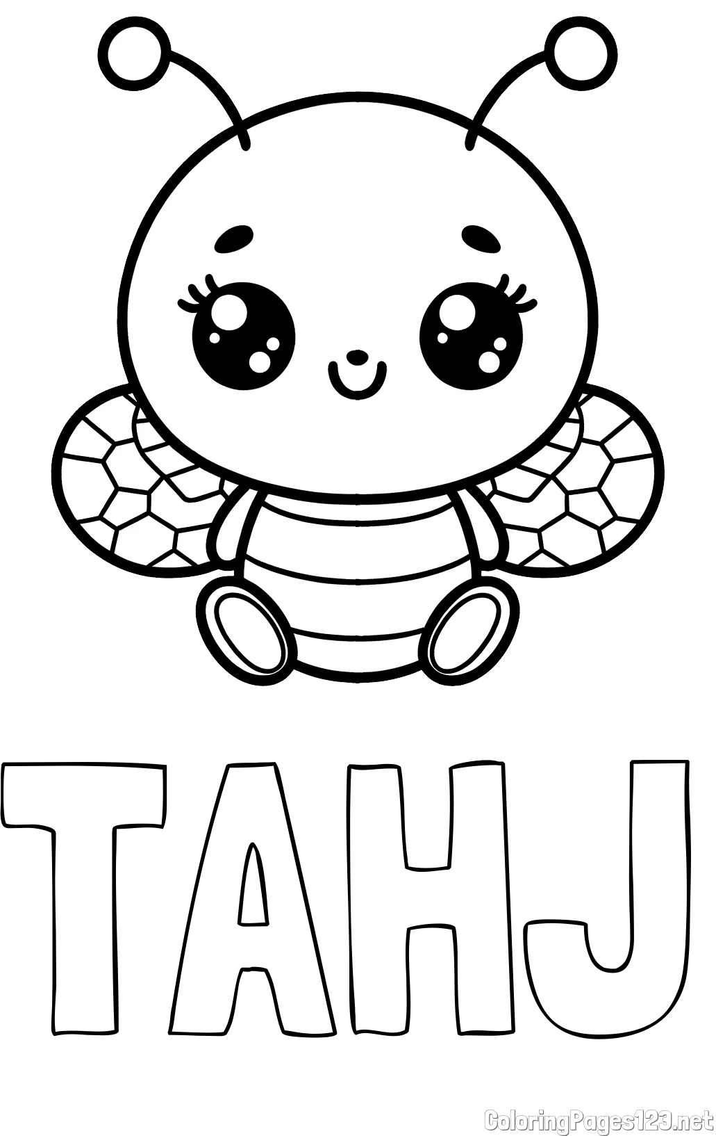 TAHJ Coloring Page and Children's Coloring Page of a Cute Bee