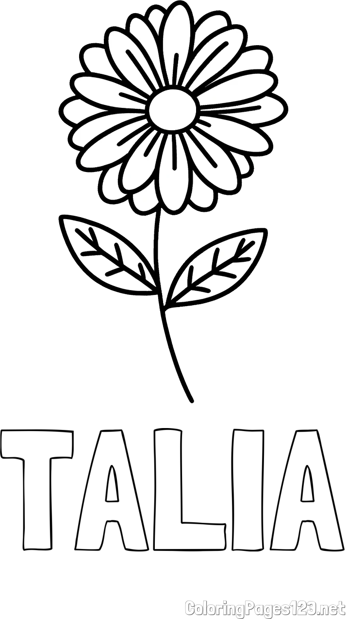 TALIA Coloring Page and Flower Coloring Page