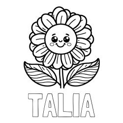 TALIA Coloring Page and Smiling Flower Coloring Page