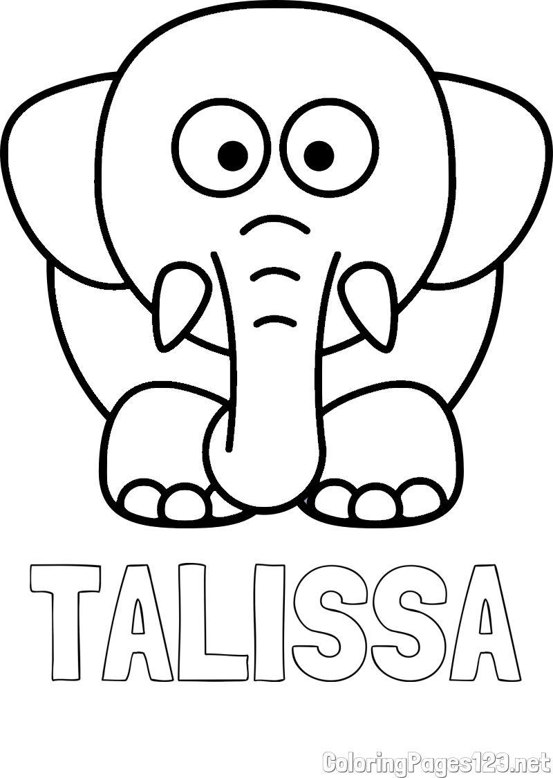 TALISSA Coloring Page alongside Cute Elephant Coloring Page for Kids