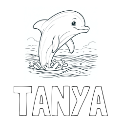 Online Created Coloring Page - TANYA Coloring Page and Coloring Page of a Smiling Dolphin Jumping