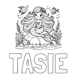 Online Created Coloring Page - TASIE Coloring Page and Coloring Page of a Cute Little Mermaid