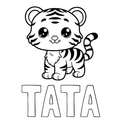 Online Created Coloring Page - TATA Coloring Page and Cute Tiger Cub Coloring Page