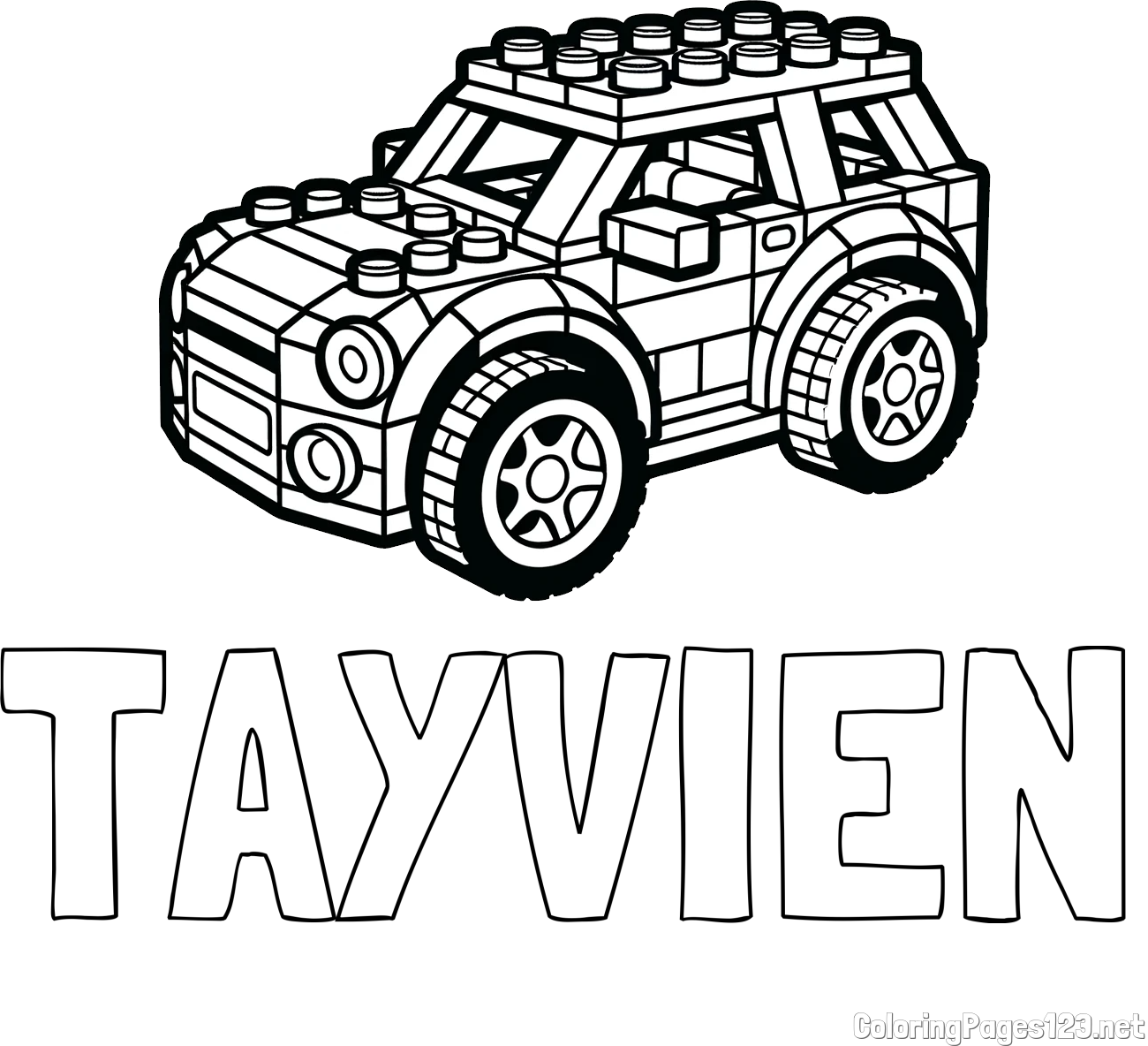 TAYVIEN Coloring Page and LEGO Car Coloring Page