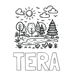 Online Created Coloring Page - TERA Coloring Page and Summer Coloring Page - Pond, Ducks and Forest