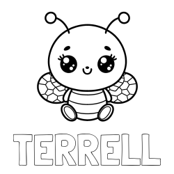 Online Created Coloring Page - TERRELL Coloring Page and Children's Coloring Page of a Cute Bee