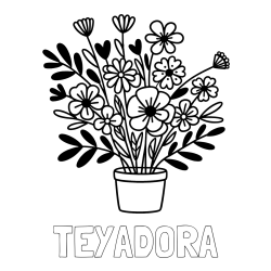 Online Created Coloring Page - TEYADORA Coloring Page and Easy Flower Bouquet Coloring Page