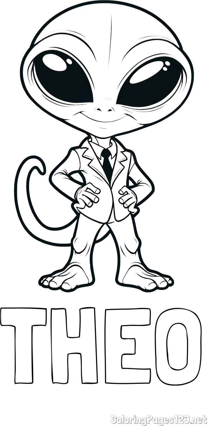 THEO Coloring Page and Alien Coloring Page