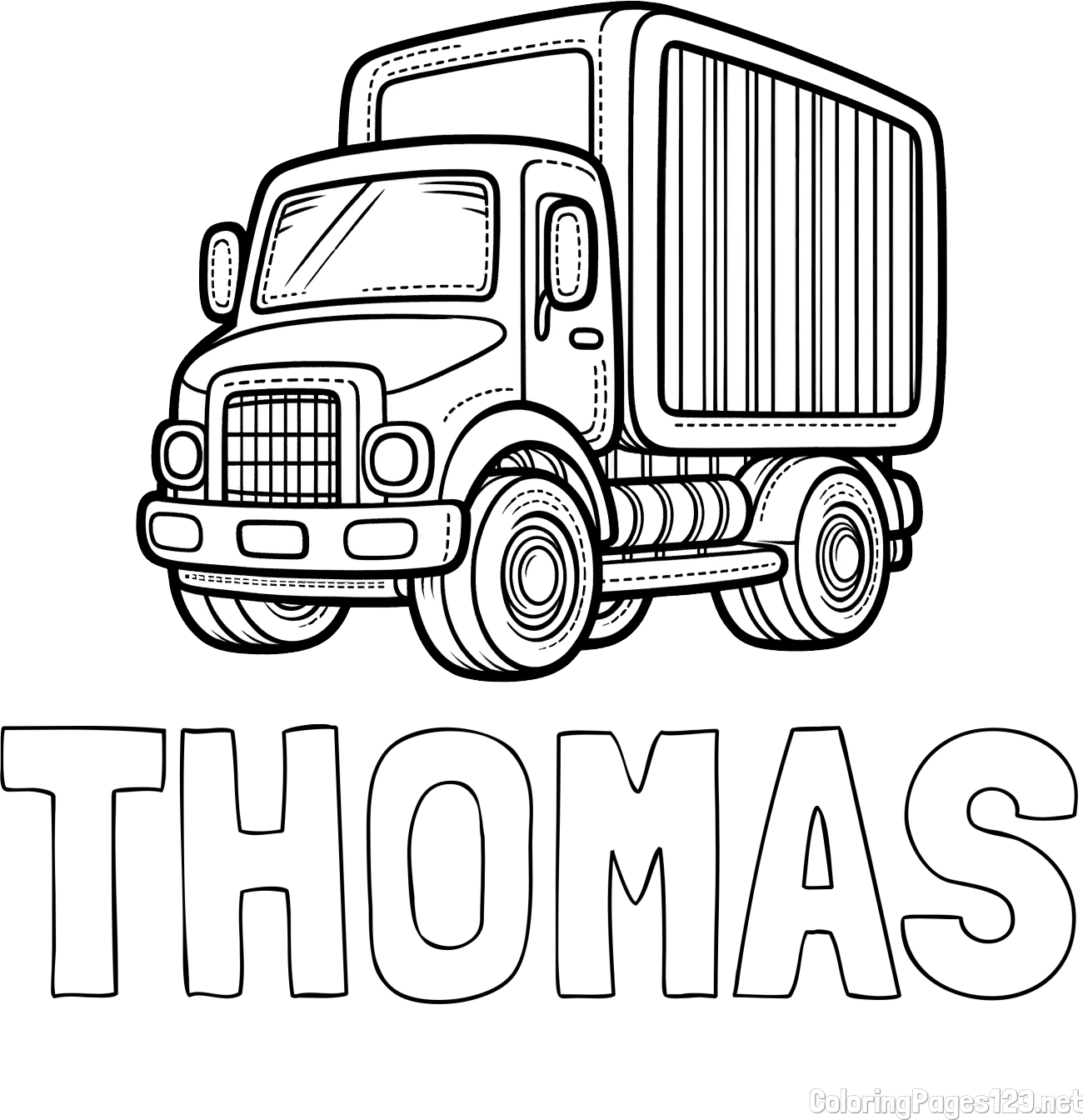 THOMAS Coloring Page alongside Large Truck Coloring Page