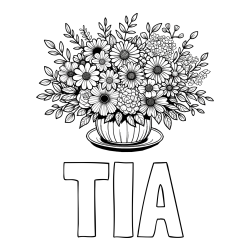 Online Created Coloring Page - TIA Coloring Page and Beautiful Bouquet of Flowers Coloring Page