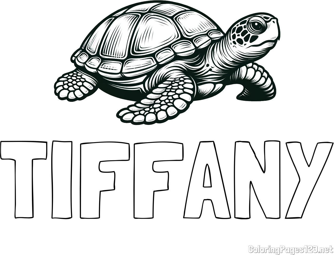 TIFFANY Coloring Page and Coloring Page of a Realistic Turtle