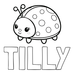 Online Created Coloring Page - TILLY Coloring Page and Smiling Ladybug Coloring Page