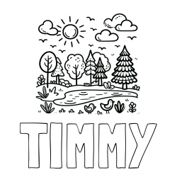 Online Created Coloring Page - TIMMY Coloring Page and Summer Coloring Page - Pond, Ducks and Forest