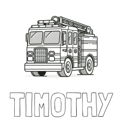 Online Created Coloring Page - TIMOTHY Coloring Page and Coloring Page of a Big Fire Truck