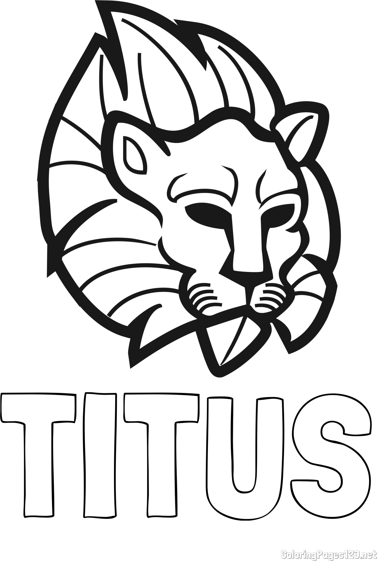 TITUS Coloring Page and Abstract Lion Face Coloring Page