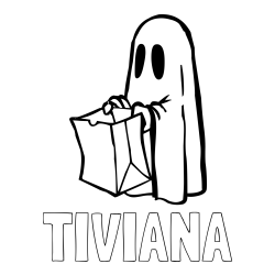 Online Created Coloring Page - TIVIANA Coloring Page and Ghost with a Candy Bag Coloring Page