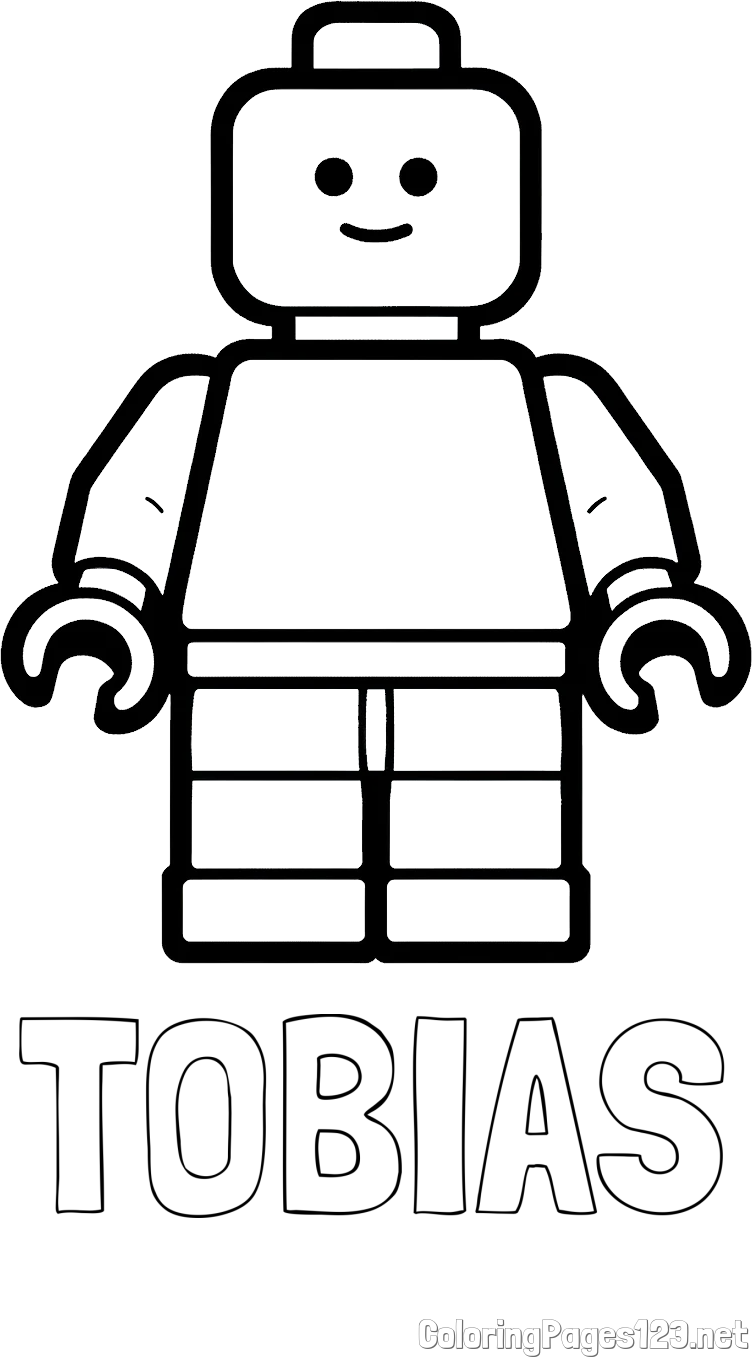 TOBIAS Coloring Page and Easy LEGO Character Coloring Page
