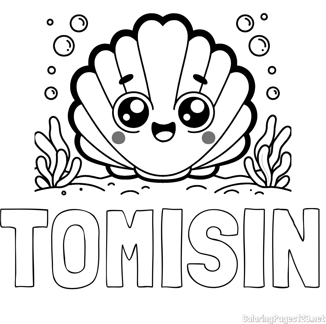 TOMISIN Coloring Page and Smiling Seashell Coloring Page for Kids