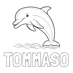 Online Created Coloring Page - TOMMASO Coloring Page and Children's Coloring Page of a Smiling Dolphin Jumping