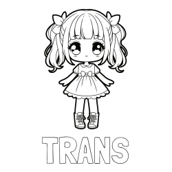 TRANS Coloring Page and Coloring Page of a Cute Anime Girl