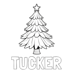 Online Created Coloring Page - TUCKER Coloring Page and Christmas Tree with Star Coloring Page