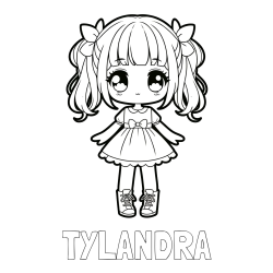 Online Created Coloring Page - TYLANDRA Coloring Page and Coloring Page of a Cute Anime Girl
