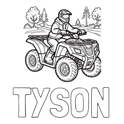 Online Created Coloring Page - TYSON Coloring Page and Motorist on ATV Coloring Page