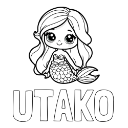 Online Created Coloring Page - UTAKO Coloring Page and Coloring Page of a Very Cute Little Mermaid