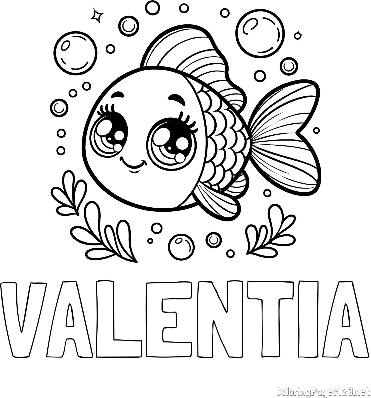 VALENTIA Coloring Page and Free Coloring Page of an Adorable Fish