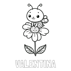 Online Created Coloring Page - VALENTINA Coloring Page and Coloring Page of a Cute Bee on a Flower