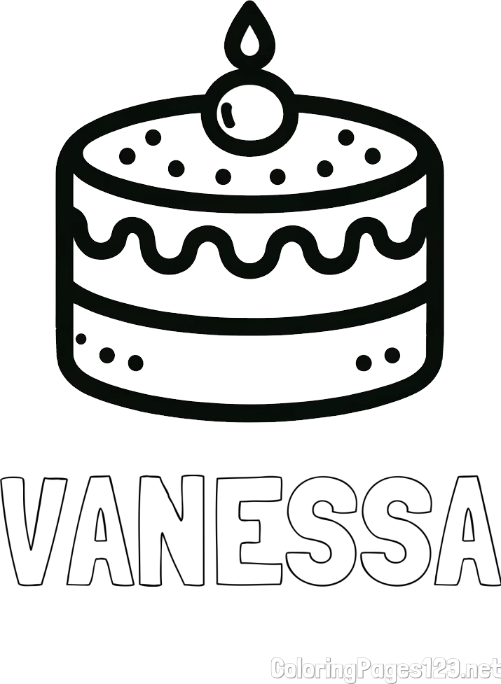 VANESSA Coloring Page alongside Small Children’s Cake Coloring Page