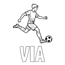 Online Created Coloring Page - VIA Coloring Page and Soccer Player in Action Coloring Page