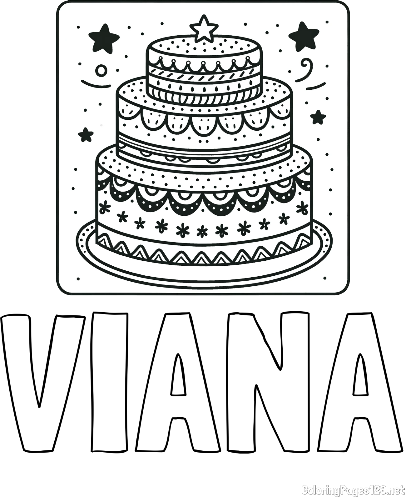 VIANA Coloring Page and Big Cake Coloring Page
