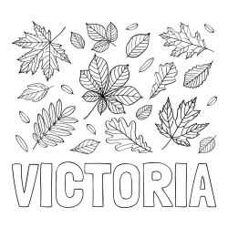 Online Created Coloring Page - VICTORIA Coloring Page and Autumn Leaves Coloring Page
