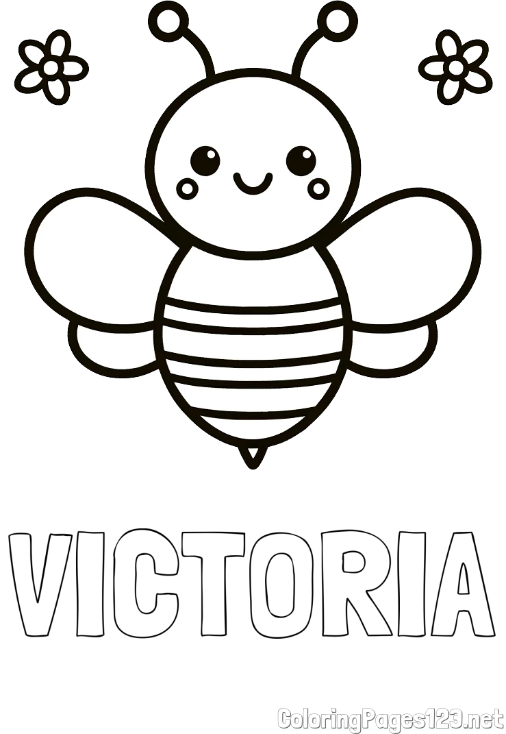 VICTORIA Coloring Page and Children's Bee Coloring Page