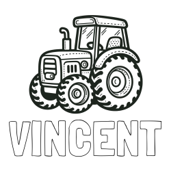 Online Created Coloring Page - VINCENT Coloring Page and Beautiful Tractor Coloring Page
