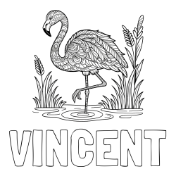 Online Created Coloring Page - VINCENT Coloring Page and Coloring Page of an Artistically Depicted Flamingo