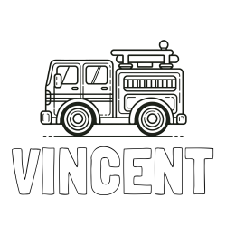 Online Created Coloring Page - VINCENT Coloring Page and Easy Kids Coloring Page of a Fire Truck